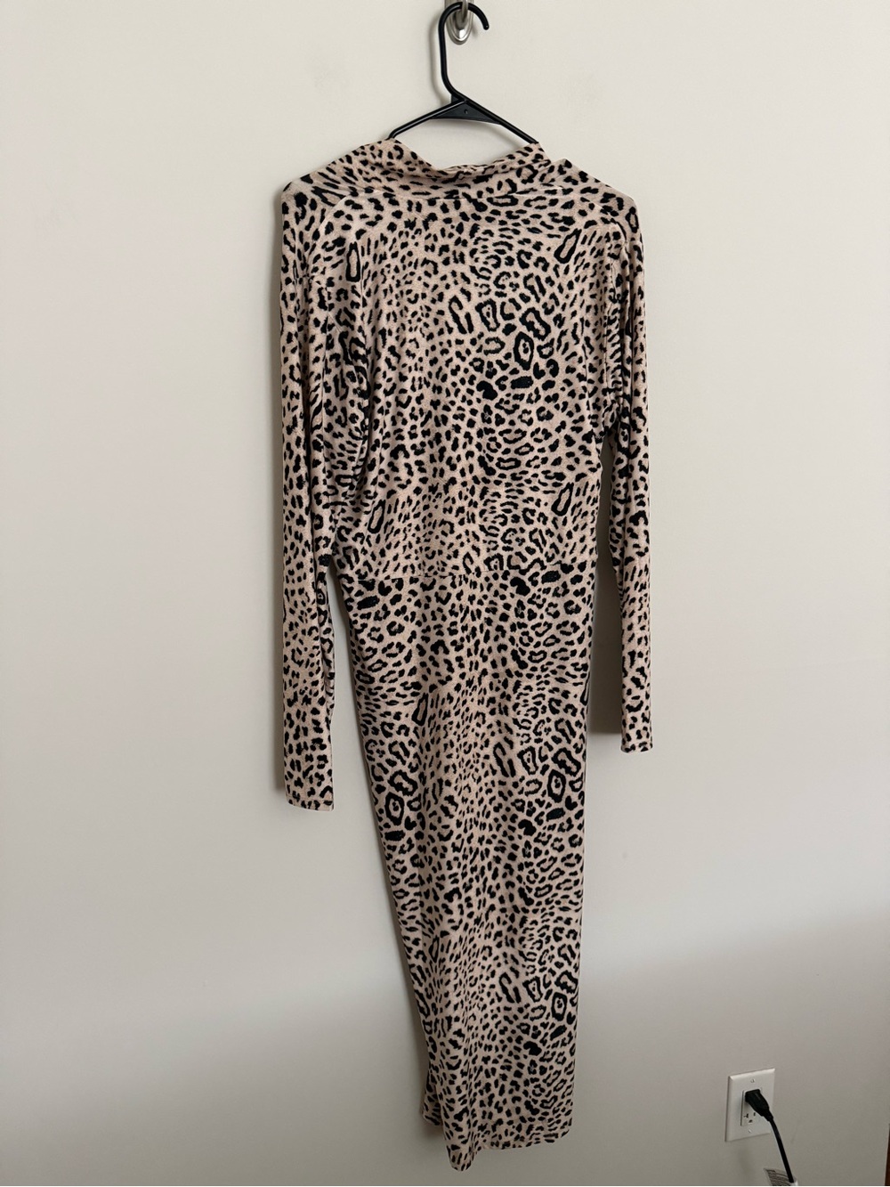Rachel Roy XL Leopard Print Ruched Midi Dress Long Sleeve Bodycon - Picture 10 of 10
